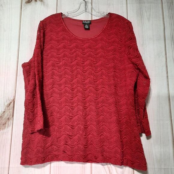 Rafaella Blouse Ladies 1x Red‎ Lace Classic Core - Picture 1 of 9
